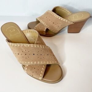 Jack Rogers Blakely Leather Suede Criss Cross Straps Heeled Slide Sandals Size 6
